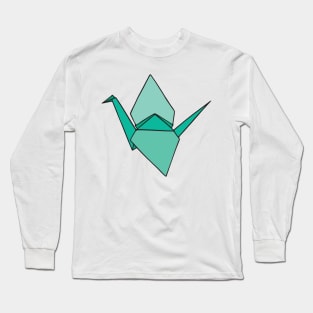 Green Origami Paper Crane Long Sleeve T-Shirt